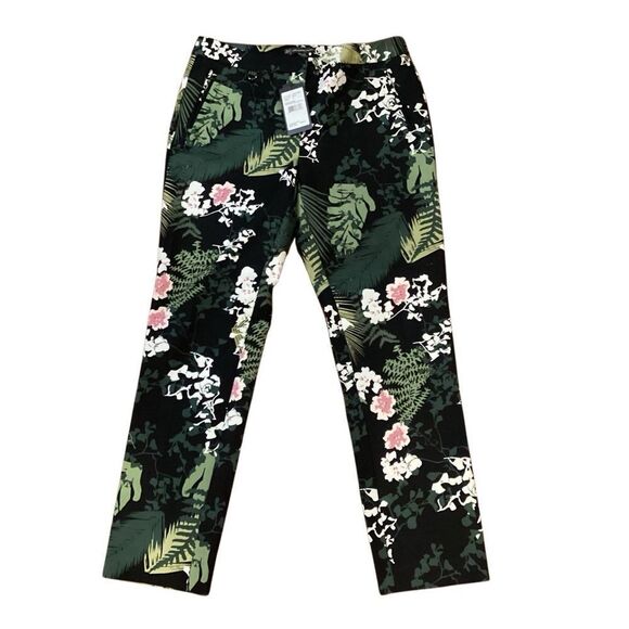 NWT Adrianna Papell Slim Leg Tropical Print Pant Size 4 - Picture 2 of 11